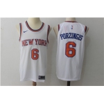 Men's Nike New York Knicks #6 Kristaps Porzingis White Stitched NBA Jersey