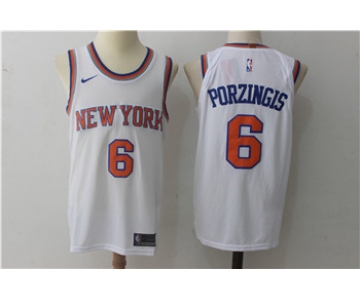 Men's Nike New York Knicks #6 Kristaps Porzingis White Stitched NBA Jersey