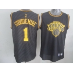 New York Knicks #1 Amare Stoudemire Revolution 30 Swingman 2014 Black With Gold Jersey