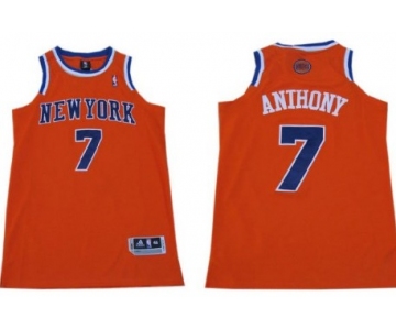 New York Knicks #7 Carmelo Anthony Revolution 30 Swingman 2013 Orange Jersey