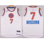 New York Knicks #7 Carmelo Anthony Revolution 30 Swingman 2014 Christmas Day White Jersey
