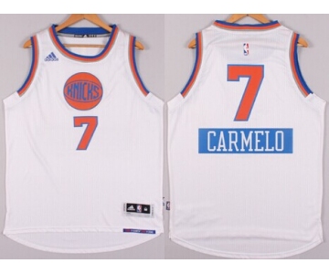 New York Knicks #7 Carmelo Anthony Revolution 30 Swingman 2014 Christmas Day White Jersey