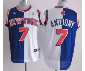 New York Knicks #7 Carmelo Anthony Revolution 30 Swingman Blue/White Two Tone Jersey