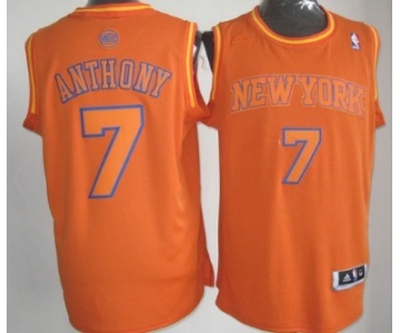 New York Knicks #7 Carmelo Anthony Revolution 30 Swingman Orange Big Color Jersey