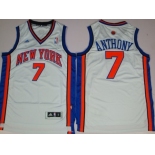 New York Knicks #7 Carmelo Anthony Revolution 30 Swingman White Jersey
