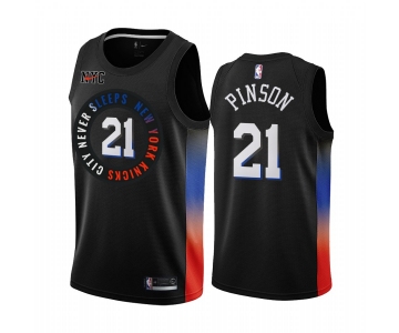 Nike Knicks #21 Theo Pinson Black NBA Swingman 2020-21 City Edition Jersey