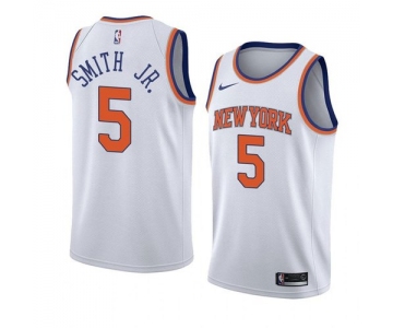 Nike Knicks #5 Dennis Smith Jr. White NBA Swingman Association Edition Jersey