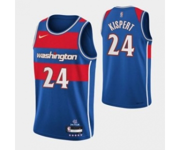 Men's Washington Wizards #24 Corey Kispert Blue 75th Anniversary 2021-2022 City Edition Swingman Stitched Jersey