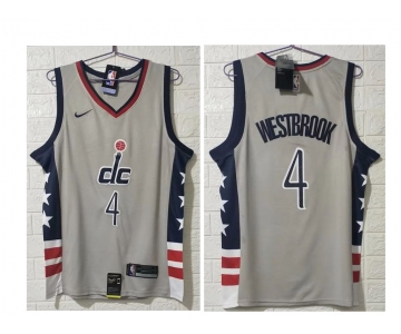 Men's Washington Wizards #4 Russell Westbrook NEW Grey 2021 City Edition NBA Swingman Jersey