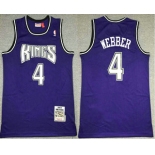 Men's Sacramento Kings #4 Chris Webber Purple 1998-99 Hardwood Classics Soul Swingman Stitched NBA Throwback Jersey