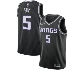 Men's Sacramento Kings 5 De'Aaron Fox Nike Black Replica Swingman Statement Edition Jersey