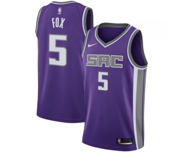 Nike Sacramento Kings #5 De'Aaron Fox Purple NBA Swingman Icon Edition Jersey