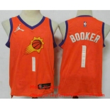 Men's Phoenix Suns #1 Devin Booker Orange Jordan 75th Anniversary Diamond 2021 Stitched Jersey