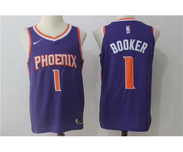 Men's Phoenix Suns #1 Devin Booker Purple 2017-2018 Nike Swingman Stitched NBA Jersey