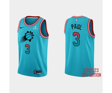 Men's Phoenix Suns #3 Chris Paul 2022-23 Blue City Edition Stitched Basketball Jersey