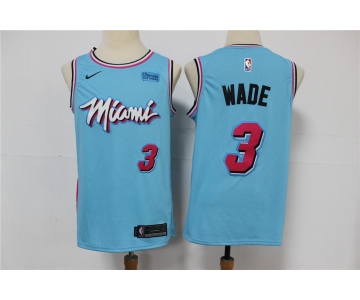 Heat 3 Dwyane Wade Light Blue 2020 Nike City Edition Swingman Jersey