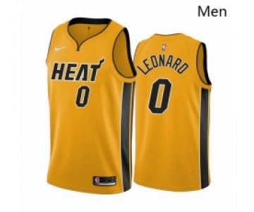 Men Miami Heat 0 Meyers Leonard Yellow NBA Swingman 2020 21 Earned Edition Jersey