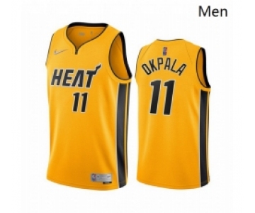 Men Miami Heat 11 KZ Okpala Yellow NBA Swingman 2020 21 Earned Edition Jersey