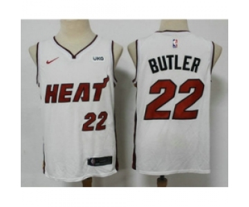 Men Miami Heat 22 Jimmy Butler White 2021 Nike Swingman Stitched NBA Jersey With The NEW Sponsor Logo