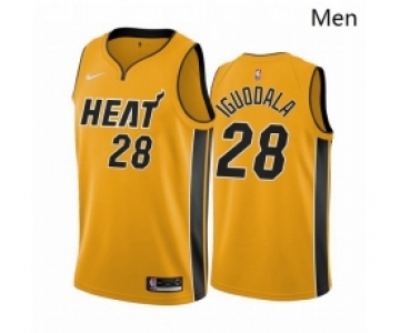 Men Miami Heat 28 Andre Iguodala Yellow NBA Swingman 2020 21 Earned Edition Jersey