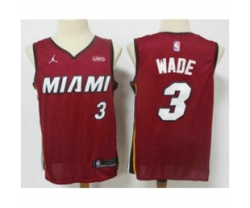 Men Miami Heat 3 Dwyane Wade Red 2020 Brand Jordan Swingman Stitched NBA Jersey With The NEW Sponsor Logo