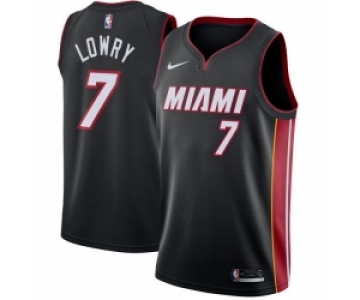 Men Nike Miami Heat 7 Kyle Lowry Black NBA Swingman Icon Edition Jersey