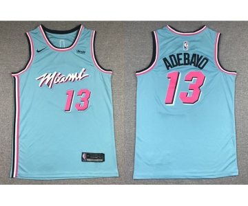 Men's Miami Heat #13 Bam Adebayo Light Blue 2019 Nike Swingman Stitched NBA Jersey With The Sponsor Logo