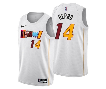Men's Miami Heat #14 Tyler Herro 2022-23 White City Edition Stitched Jersey