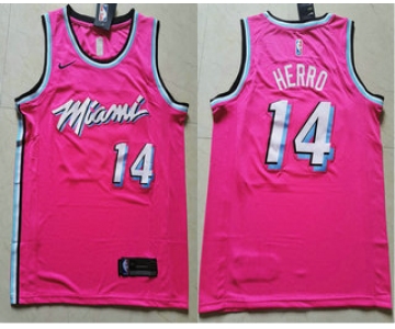 Men's Miami Heat #14 Tyler Herro Pink Nike Swingman 2019 playoffs Earned Edition Stitched Jersey