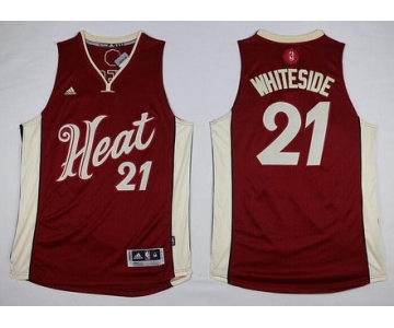 Men's Miami Heat #21 Hassan Whiteside Revolution 30 Swingman 2015 Christmas Day Red Jersey