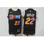Men's Miami Heat #22 Jimmy Butler Black Diamond 2022 City Edition Swingman Stitched Jersey With Sponsor