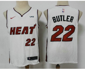 Men's Miami Heat #22 Jimmy Butler White 2021 Nike Swingman Stitched NBA Jersey With The NEW Sponsor Logo