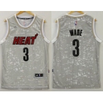 Men's Miami Heat #3 Dwyane Wade Adidas 2015 Gray City Lights Swingman Jersey