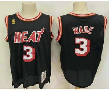 Men's Miami Heat #3 Dwyane Wade Black 2003-04 Hardwood Classics Soul Swingman Throwback Jersey