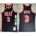 Men's Miami Heat #3 Dwyane Wade Black Retirement Edition Hardwood Classics Soul AU Stitched Throwback Jersey