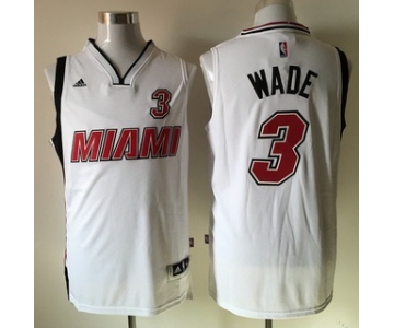 Men's Miami Heat #3 Dwyane Wade Revolution 30 Swingman 2015-16 Retro White Jersey