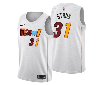 Men's Miami Heat #31 Max Strus 2022-23 White City Edition Stitched Jersey