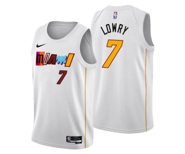 Men's Miami Heat #7 Kyle Lowry 2022-23 White City Edition Stitched Jersey