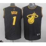 Miami Heat #1 Chris Bosh Revolution 30 Swingman 2014 Black With Gold Jersey