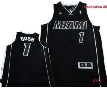 Miami Heat #1 Chris Bosh Revolution 30 Swingman All Black With White Jersey