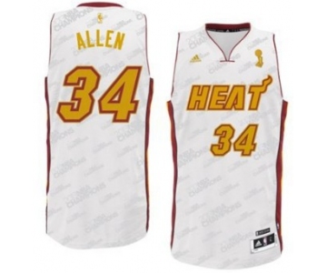 Miami Heat #34 Ray Allen Revolution 30 Swingman White With Gold Jersey