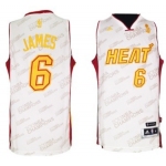 Miami Heat #6 LeBron James Revolution 30 Swingman White With Gold Jersey