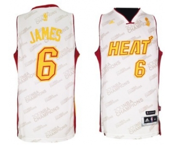 Miami Heat #6 LeBron James Revolution 30 Swingman White With Gold Jersey