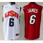 Miami Heat/Team USA #6 LeBron James Revolution 30 Swingman White/Red Two Tone Jersey