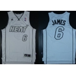 Miami Heats #6 LeBron James Revolution 30 Swingman White Big Color Jersey