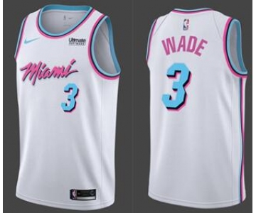 Nike Heat #3 Dwyane Wade White NBA Swingman City Edition Jersey