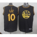 Golden State Warriors #10 David Lee Revolution 30 Swingman 2014 Black With Gold Jersey