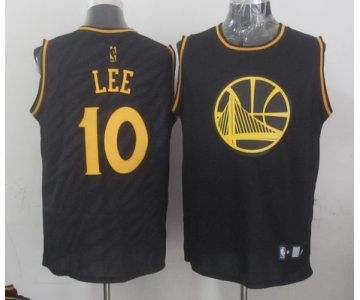 Golden State Warriors #10 David Lee Revolution 30 Swingman 2014 Black With Gold Jersey