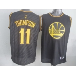 Golden State Warriors #11 Klay Thompson Revolution 30 Swingman 2014 Black With Gold Jersey