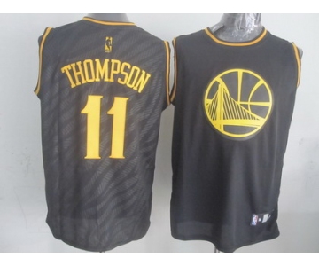 Golden State Warriors #11 Klay Thompson Revolution 30 Swingman 2014 Black With Gold Jersey